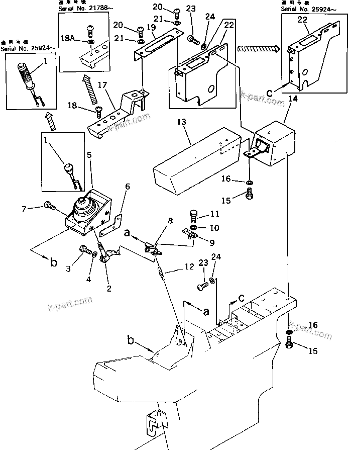 Komatsu parts book diagram for PC220LC-3 S/N 20001-UP: WRIST CONTROL AND STAND ? R.H. (2/2)(#20777-)