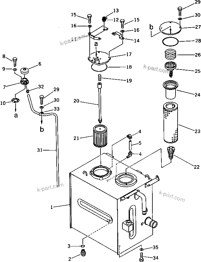 Komatsu parts book diagram for PC220LC-3 S/N 20001-UP: HYDRAULIC OIL TANK(#21708-)