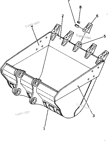 Komatsu parts book diagram for PC220LC-3 S/N 20001-UP: BUCKET ? 1.1M3 ? WIDTH 1400MM(#23164-)