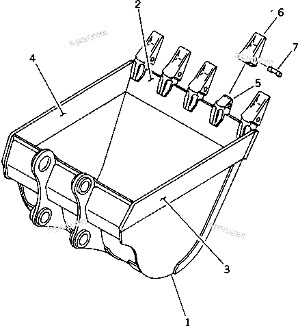 Komatsu parts book diagram for PC220LC-3 S/N 20001-UP: BUCKET ? 1.1M3 ? WIDTH 1400MM ? HORIZONTAL PIN TYPE(#23164-)