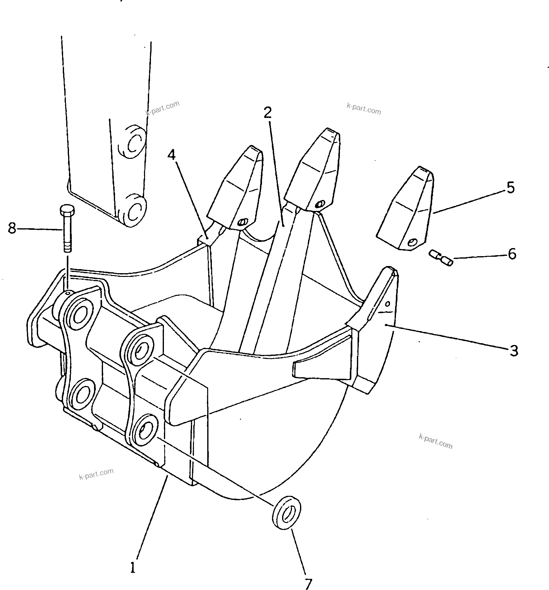 Komatsu parts book diagram for PC220LC-3 S/N 20001-UP: RIPPER BUCKET ? 0.56M3 WIDTH 950MM
