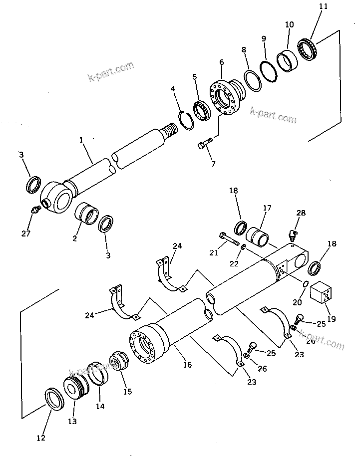 Komatsu parts book diagram for PC220LC-3 S/N 20001-UP: BUCKET CYLINDER (FOR 2000MM SHORT ARM)