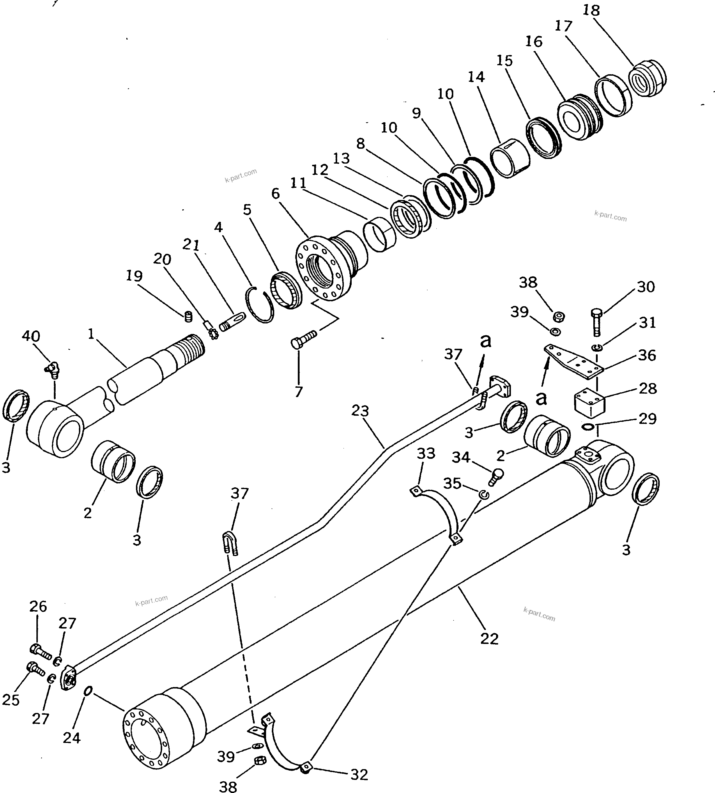 Komatsu parts book diagram for PC220LC-3 S/N 20001-UP: ARM CYLINDER (FOR 50 FEET LONG FRONT)(#23738-)