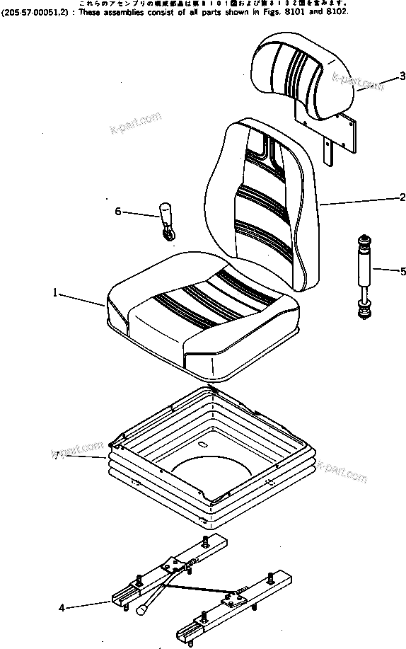 Komatsu parts book diagram for PC220LC-3 S/N 20001-UP: DELUXE SEAT AND SEAT BELT (2/2)