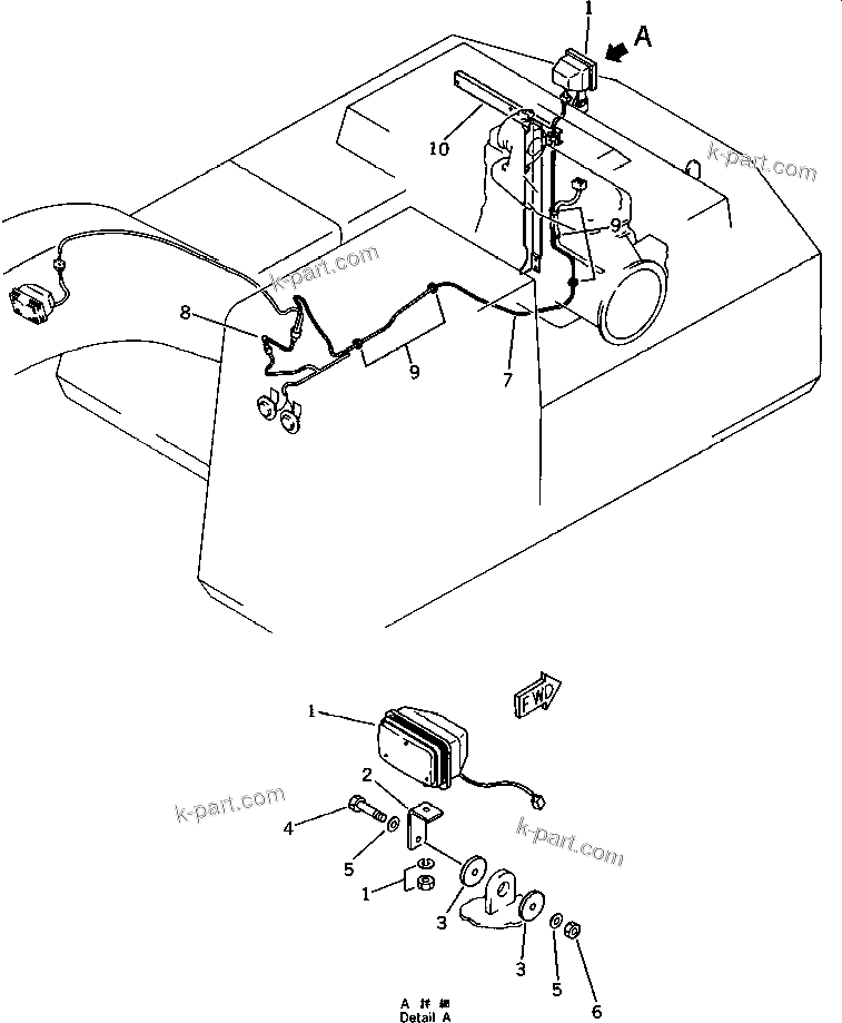 Komatsu parts book diagram for PC220LC-3 S/N 20001-UP: REAR WORKING LAMP