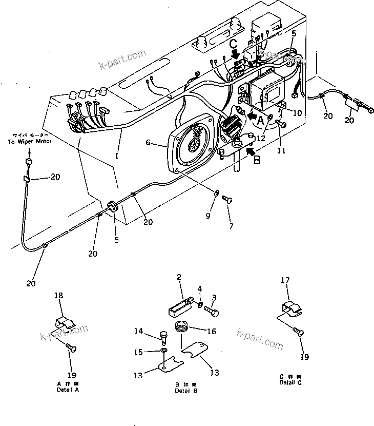 Komatsu parts book diagram for PC220LC-3 S/N 20001-UP: INSTRUMENT PANEL (2/2) (FOR LONG LEVER CONTROL)(#20449-21555)