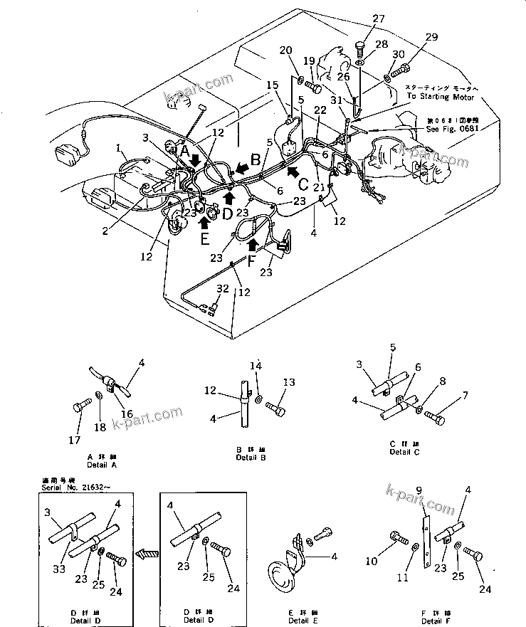 Komatsu parts book diagram for PC220LC-3 S/N 20001-UP: ELECTRICAL SYSTEM(WIRING)(1/2)(WITHOUT AUTO DECELERATION ? SWING  MECHANICAL BRAKE) (WITH 2-STAGE)(#21556-)