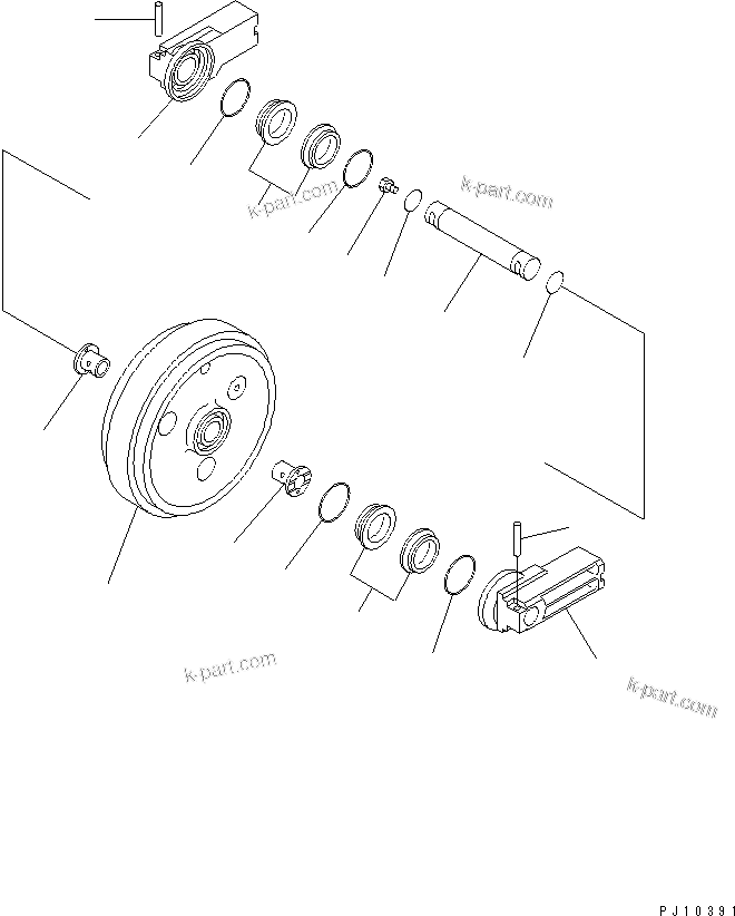 Komatsu parts book diagram for PC220LC-3 S/N 20001-UP: FRONT IDLER(#20001-23219)