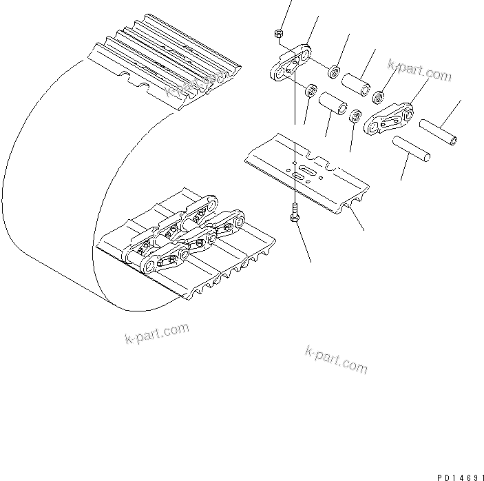Komatsu parts book diagram for PC220LC-3 S/N 20001-UP: TRACK SHOE (TRIPLE GROUSER WITH HOLE)(#23323-)