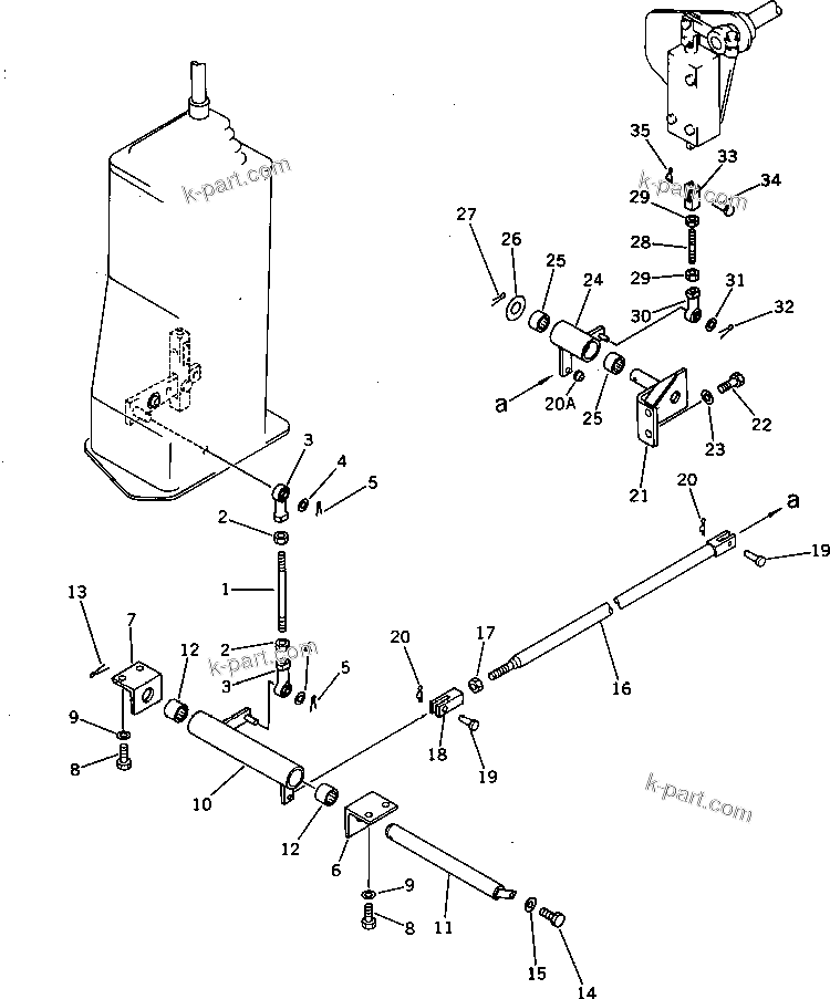 Komatsu parts book diagram for PC220LC-3 S/N 20001-UP: BOOM CONTROL LINKAGE (1/2) (FOR LONG LEVER CONTROL)(#20001-21134)