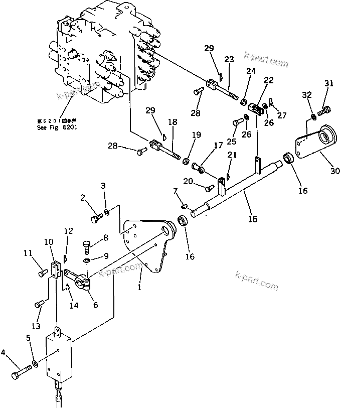 Komatsu parts book diagram for PC220LC-3 S/N 20001-UP: BOOM CONTROL LINKAGE (2/2) (FOR LONG LEVER CONTROL)(#20001-21134)