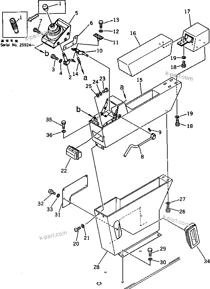 Komatsu parts book diagram for PC220LC-3 S/N 20001-UP: WRIST CONTROL AND STAND ? L.H.(#20777-)