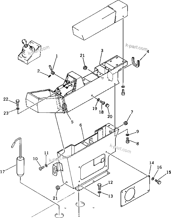 Komatsu parts book diagram for PC220LC-3 S/N 20001-UP: WRIST CONTROL AND STAND ? R.H. (1/2)(#20001-21555)
