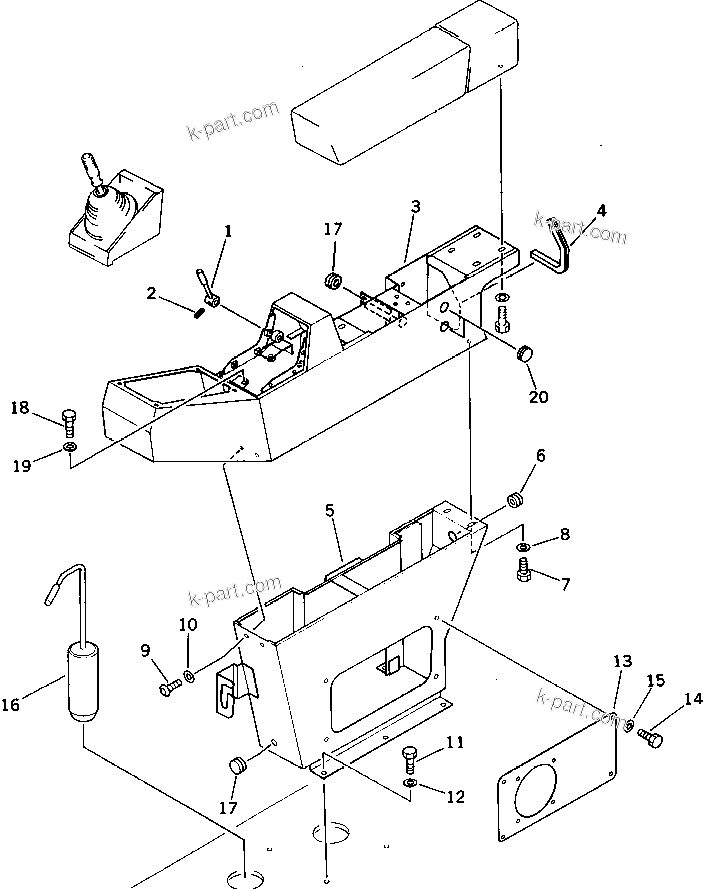 Komatsu parts book diagram for PC220LC-3 S/N 20001-UP: WRIST CONTROL AND STAND ? R.H. (1/2)(#21556-)