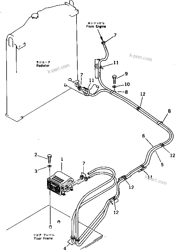 Komatsu parts book diagram for PC220LC-3 S/N 20001-UP: CAR HEATER AND PIPING(#21556-)