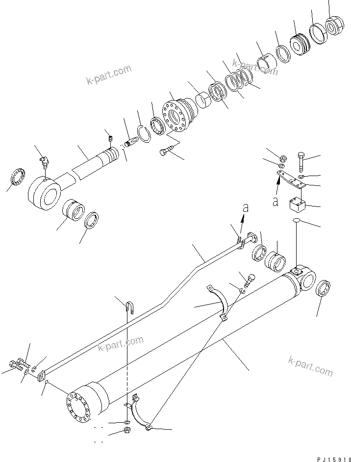 Komatsu parts book diagram for PC220LC-3 S/N 20001-UP: ARM CYLINDER (FOR 50 FEET LONG FRONT)(#23738-)