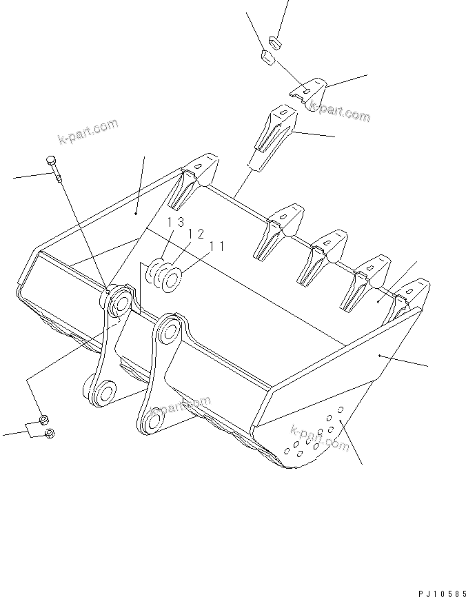 Komatsu parts book diagram for PC220LC-3 S/N 20001-UP: DITCH CLEANING BUCKET ? 0.35M3 (FOR 50 FEET LONG FRONT)