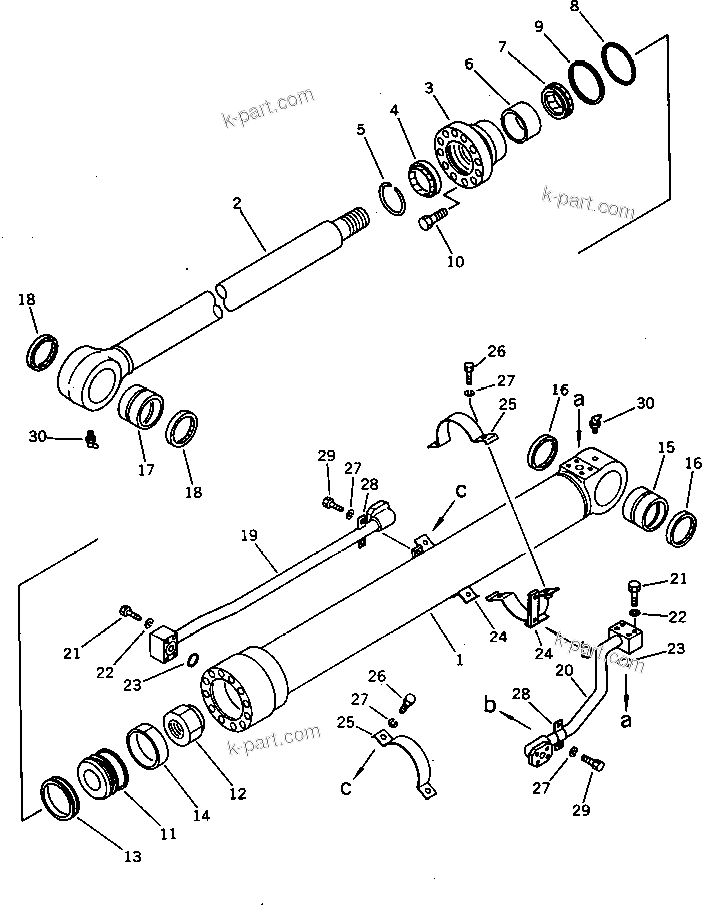 Komatsu parts book diagram for PC220LC-3 S/N 20001-UP: BUCKET CYLINDER (FOR 60 FEET LONG FRONT)