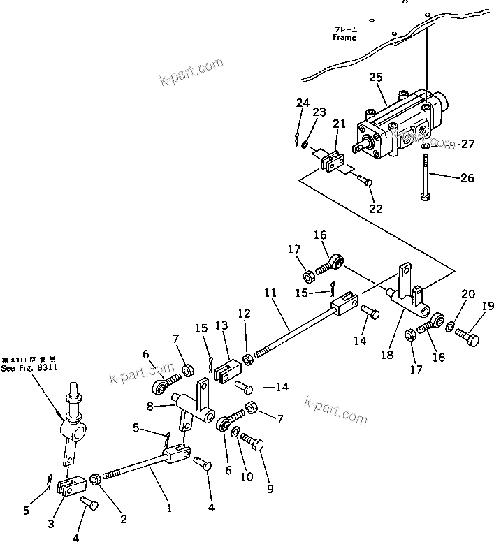 Komatsu parts book diagram for PC220LC-3 S/N 20001-UP: CONTROL LINKAGE (FOR ADDITIONAL PIPING) (FOR LONG LEVER CONTROL)