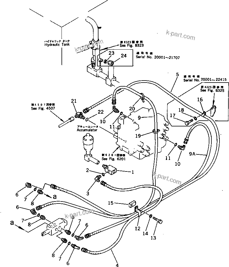 Komatsu parts book diagram for PC220LC-3 S/N 20001-UP: ADDITIONAL PIPING (PILOT) (FOR LONG LEVER CONTROL)