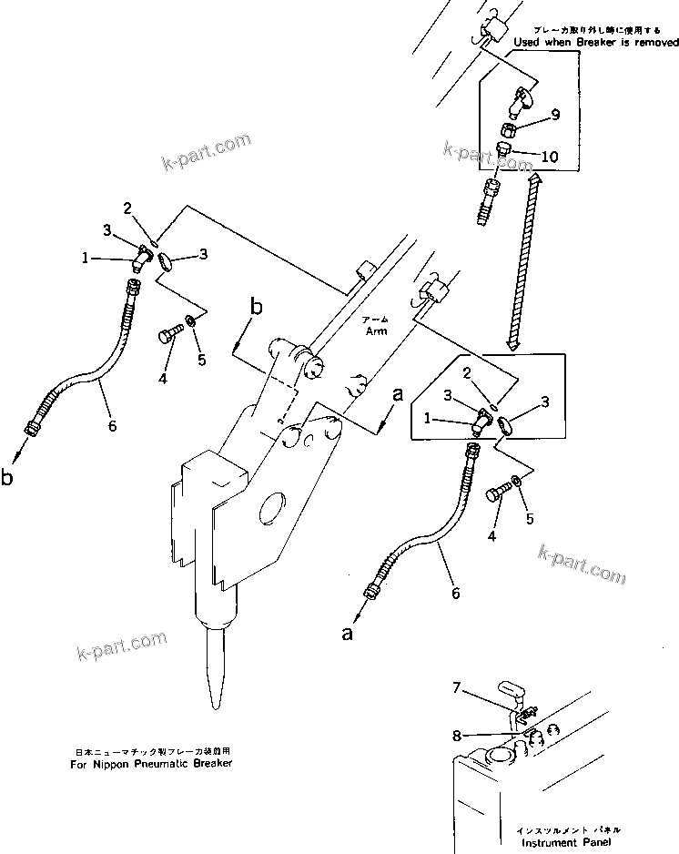 Komatsu parts book diagram for PC220LC-3 S/N 20001-UP: ADDITIONAL PIPING (NIPPON PNEUMATIC BREAKER) (2/2)