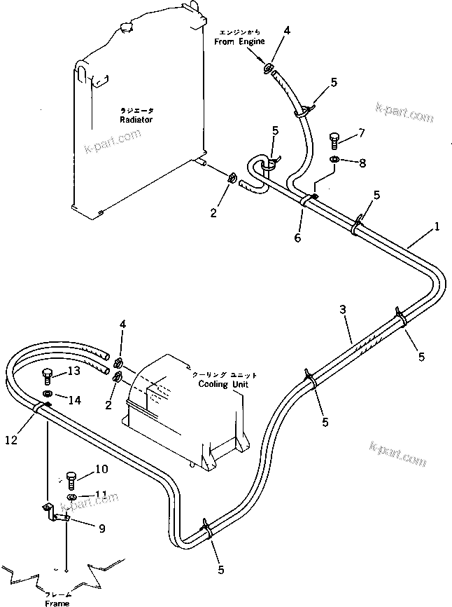 Komatsu parts book diagram for PC220LC-3 S/N 20001-UP: AIR CONDITIONER PIPING (HEATING)