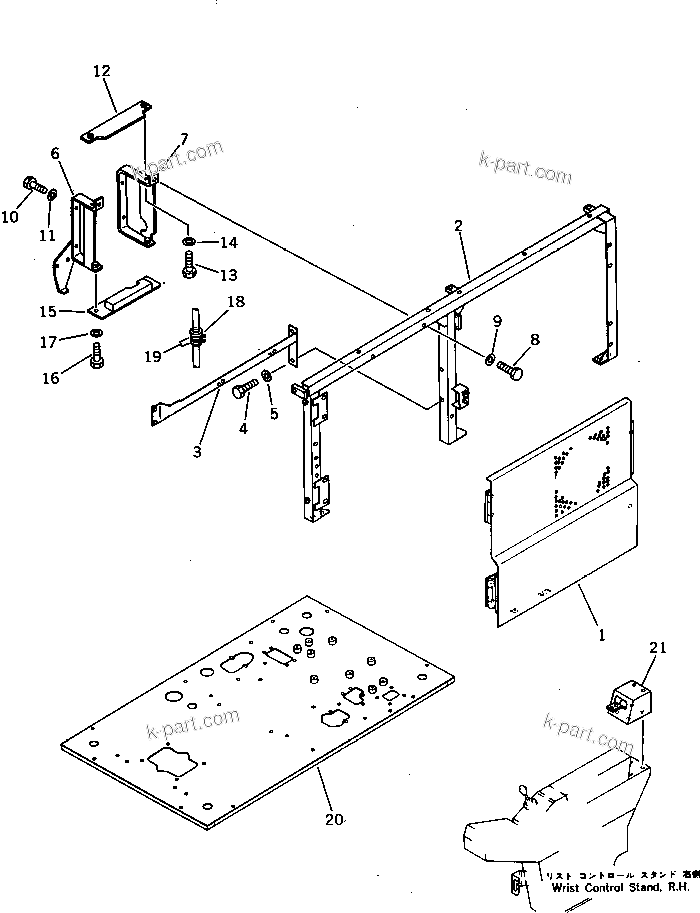 Komatsu parts book diagram for PC220LC-3 S/N 20001-UP: CAR COOLER RELATED PARTS (FOR WRIST CONTROL)(#20001-20448)