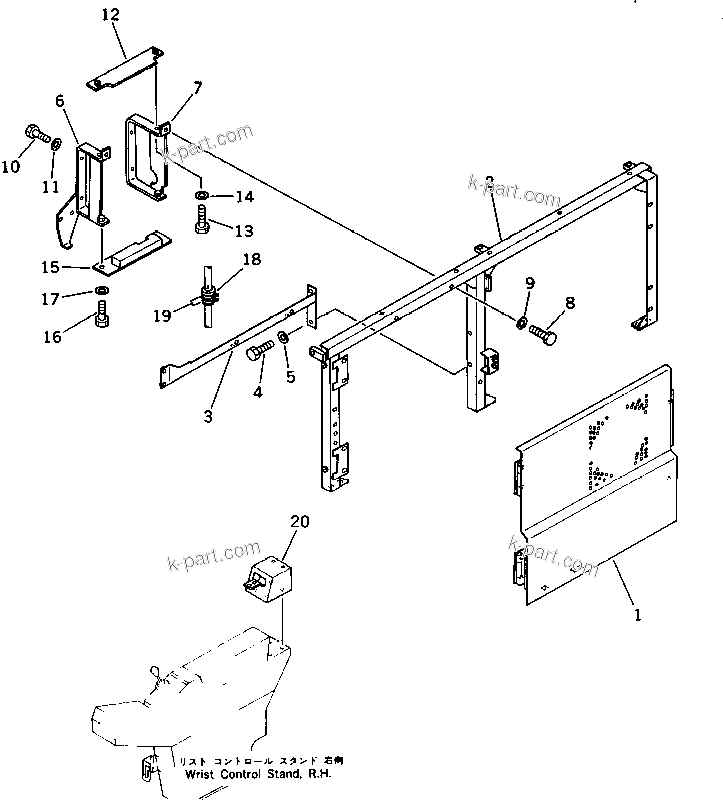 Komatsu parts book diagram for PC220LC-3 S/N 20001-UP: CAR COOLER RELATED PARTS (FOR WRIST CONTROL)(#20449-)