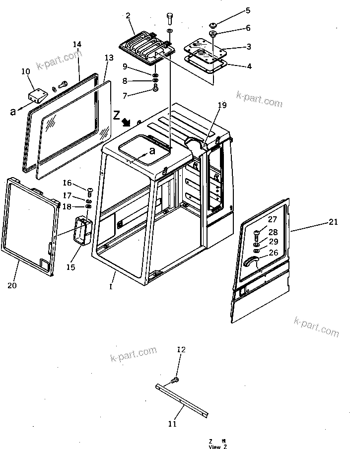 Komatsu parts book diagram for PC220LC-3 S/N 20001-UP: OPERATOR'S CAB (1/2) (REGULATION OF SWEDEN)