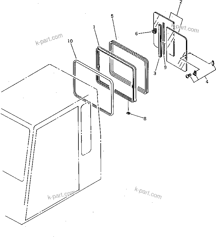 Komatsu parts book diagram for PC220LC-3 S/N 20001-UP: OPERATOR'S CAB (FOR REAR WINDOW SASH) (EXCEPT JAPAN)