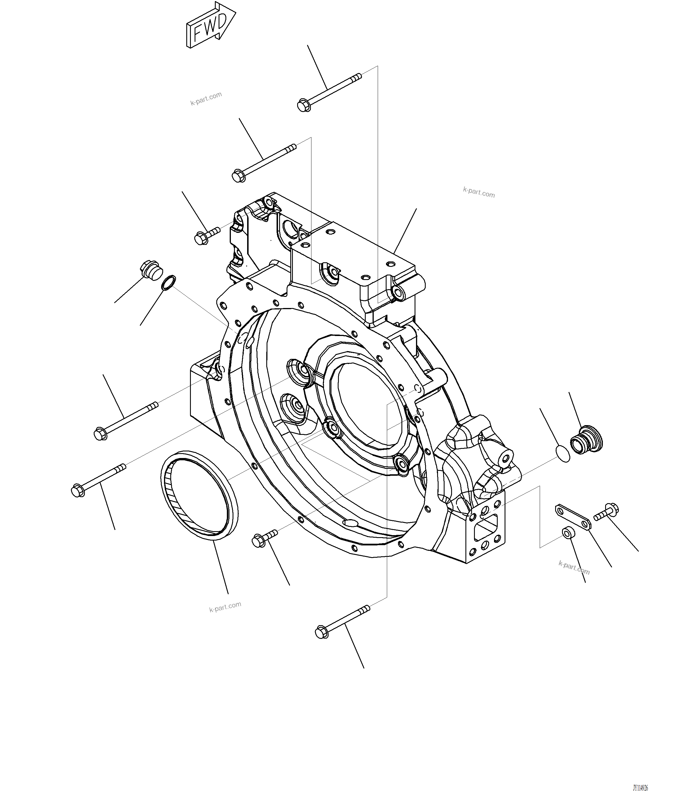 Komatsu parts book diagram for PC220LCi-12 S/N A15001: A2219-001001 FLYWHEEL HOUSING