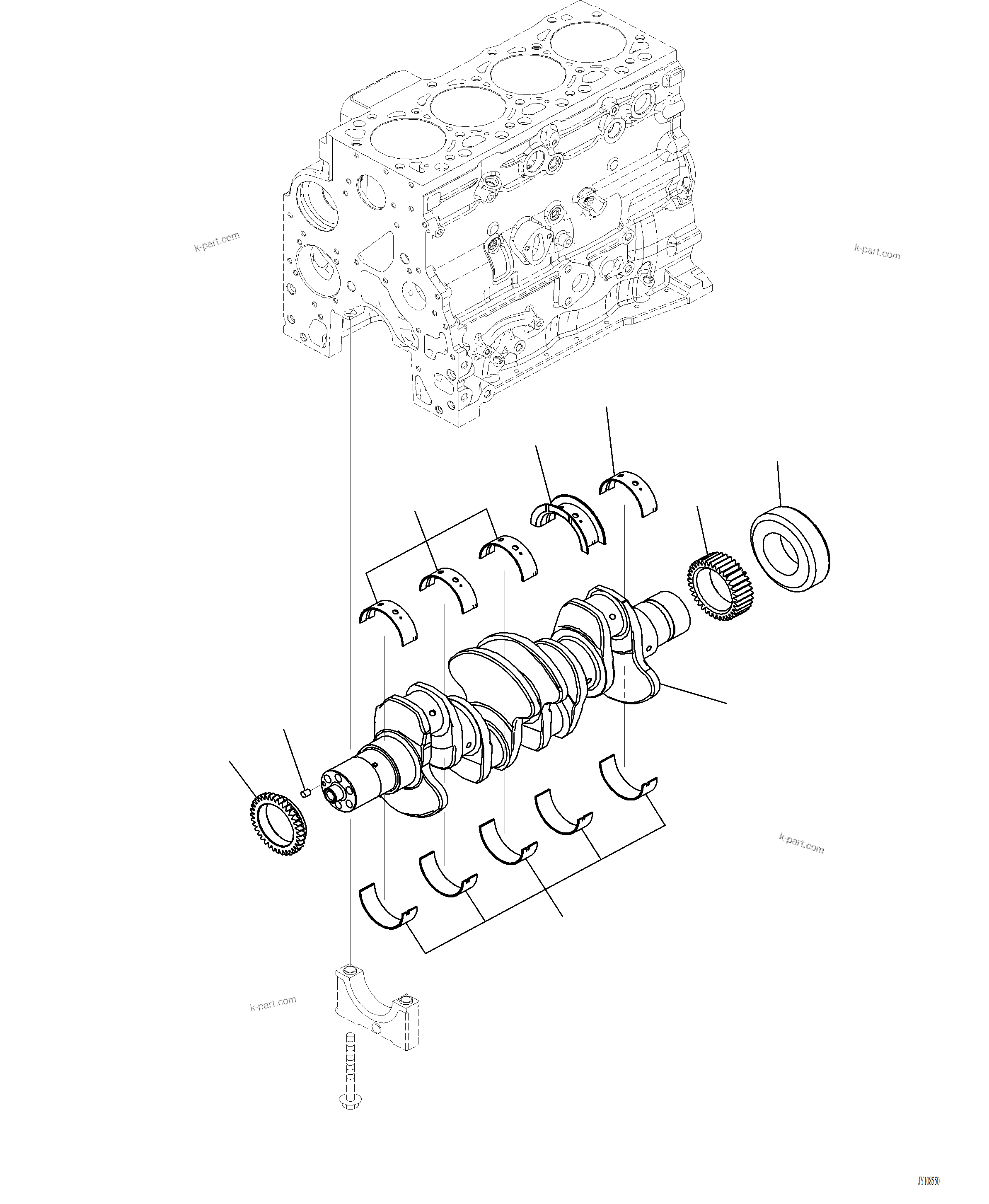 Komatsu parts book diagram for PC220LCi-12 S/N A15001: A2319-001001 CRANKSHAFT
