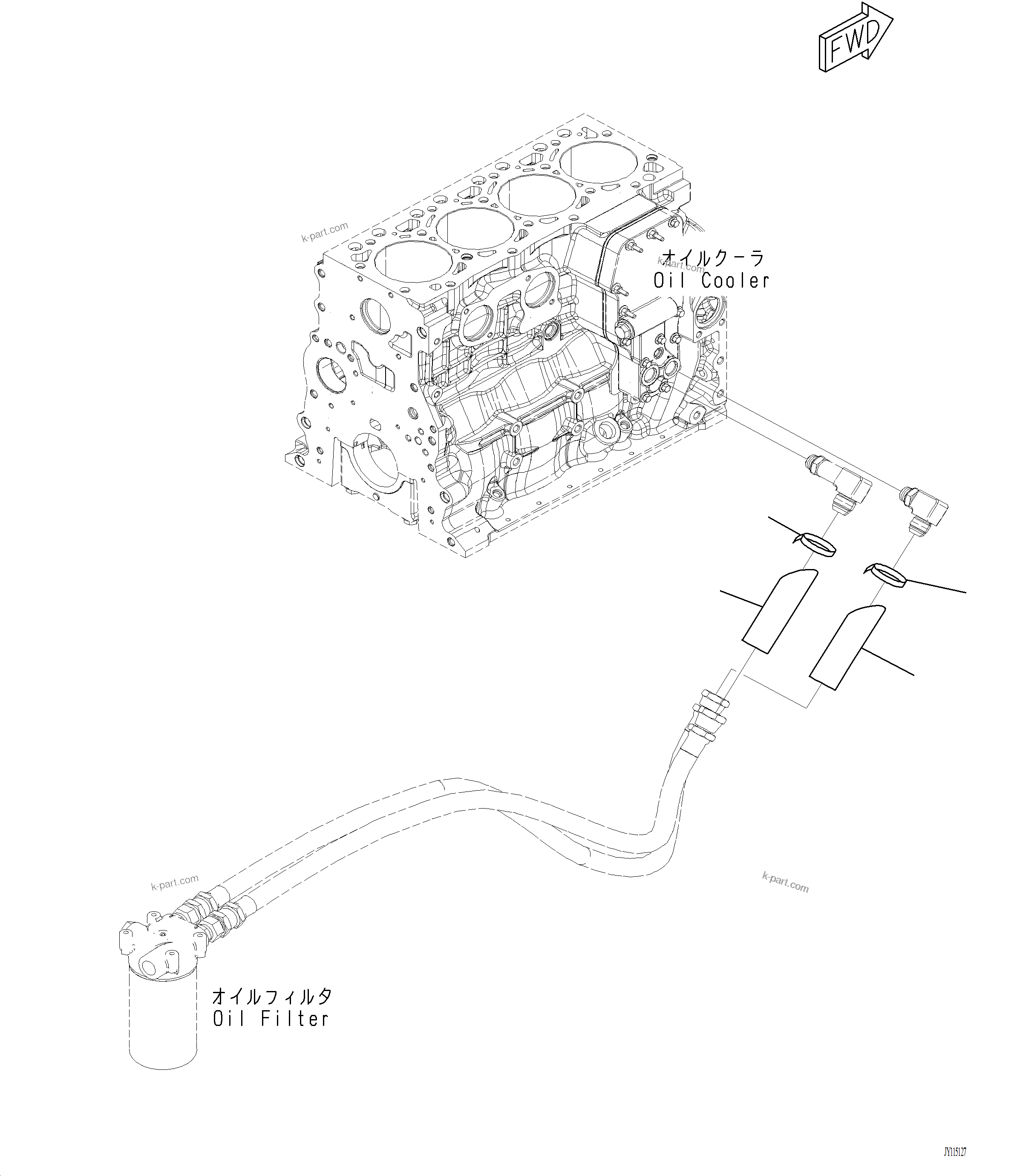 Komatsu parts book diagram for PC220LCi-12 S/N A15001: A3110-001001 ENGINE OIL HOSE COVER