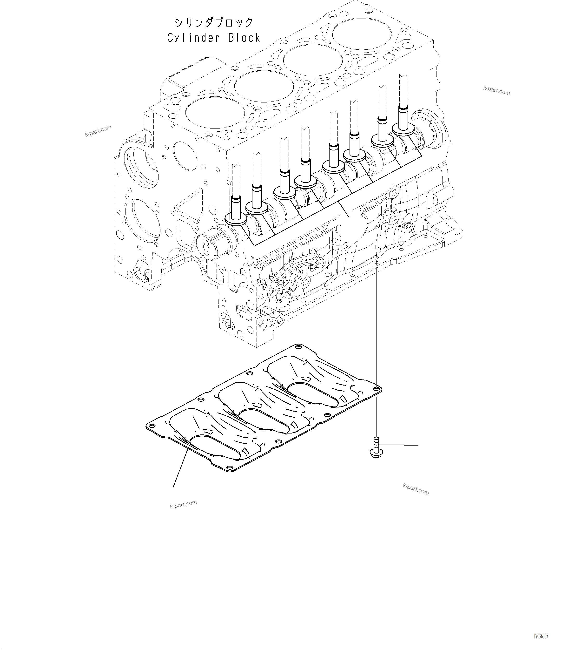 Komatsu parts book diagram for PC220LCi-12 S/N A15001: ABB00-001001 TAPPET AND BLOCK PLATE