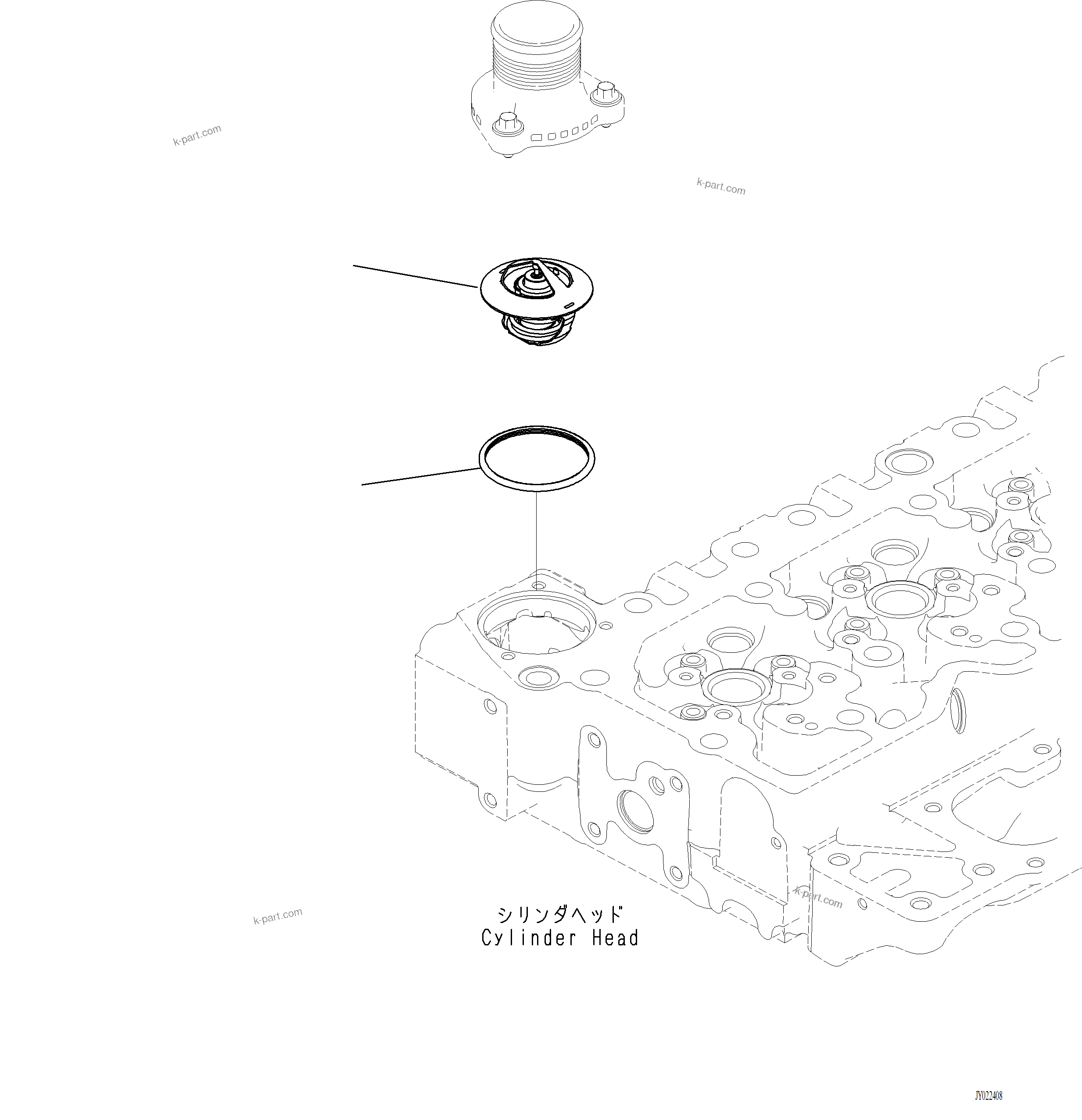 Komatsu parts book diagram for PC220LCi-12 S/N A15001: AEC00-001001 THERMOSTAT