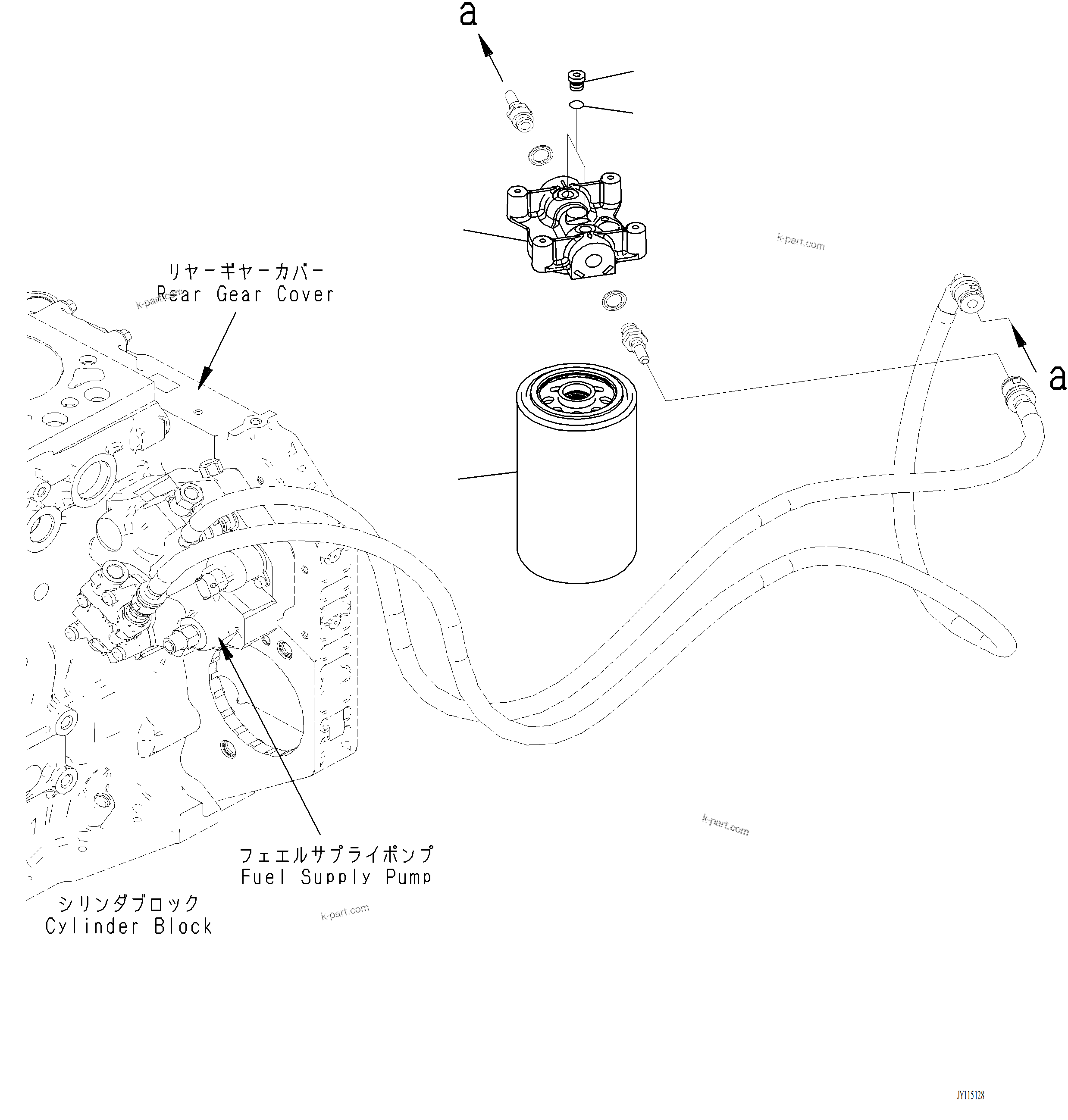 Komatsu parts book diagram for PC220LCi-12 S/N A15001: AFF10-001001 FUEL FILTER