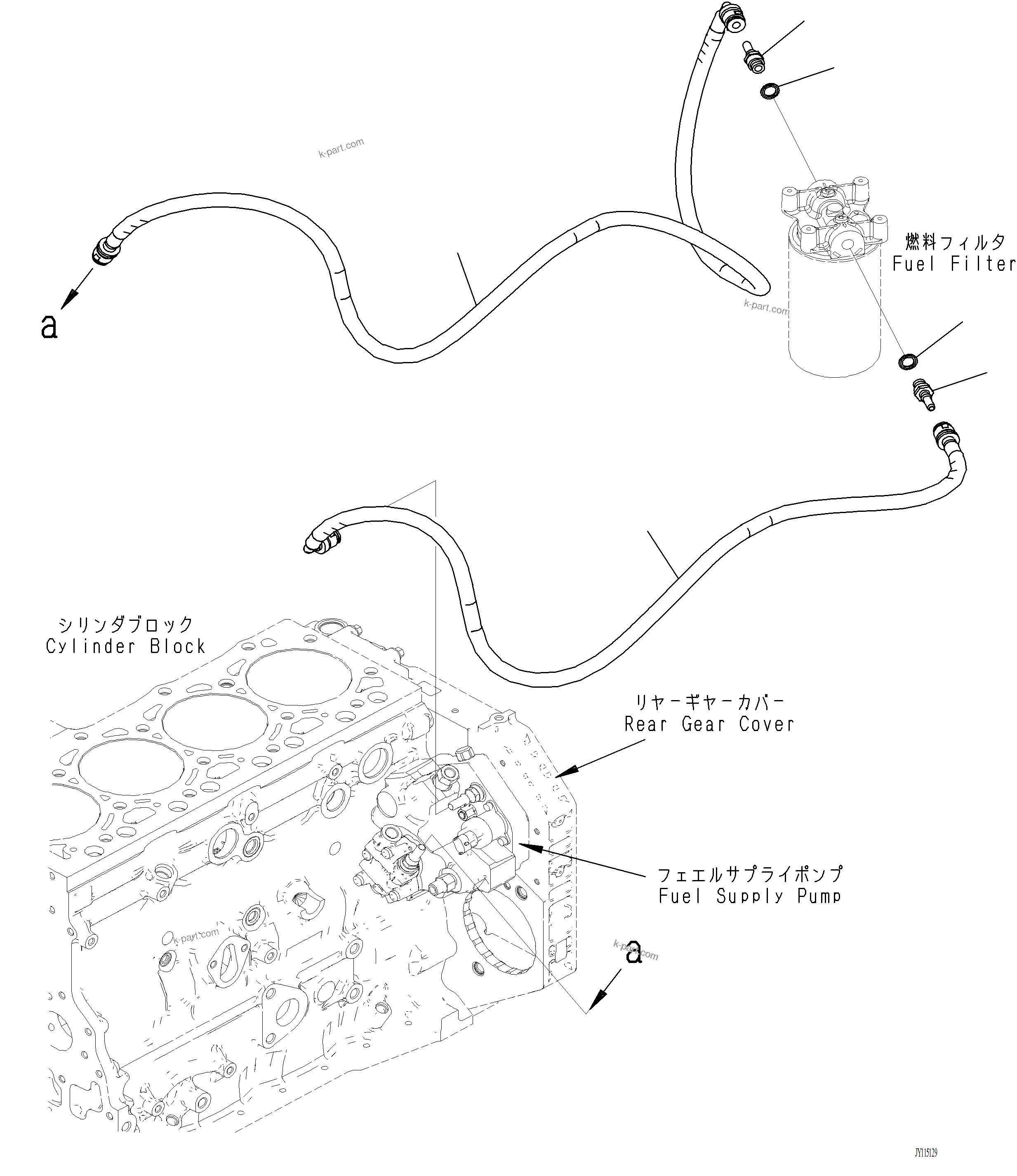 Komatsu parts book diagram for PC220LCi-12 S/N A15001: AFF20-001001 FUEL FILTER PIPING