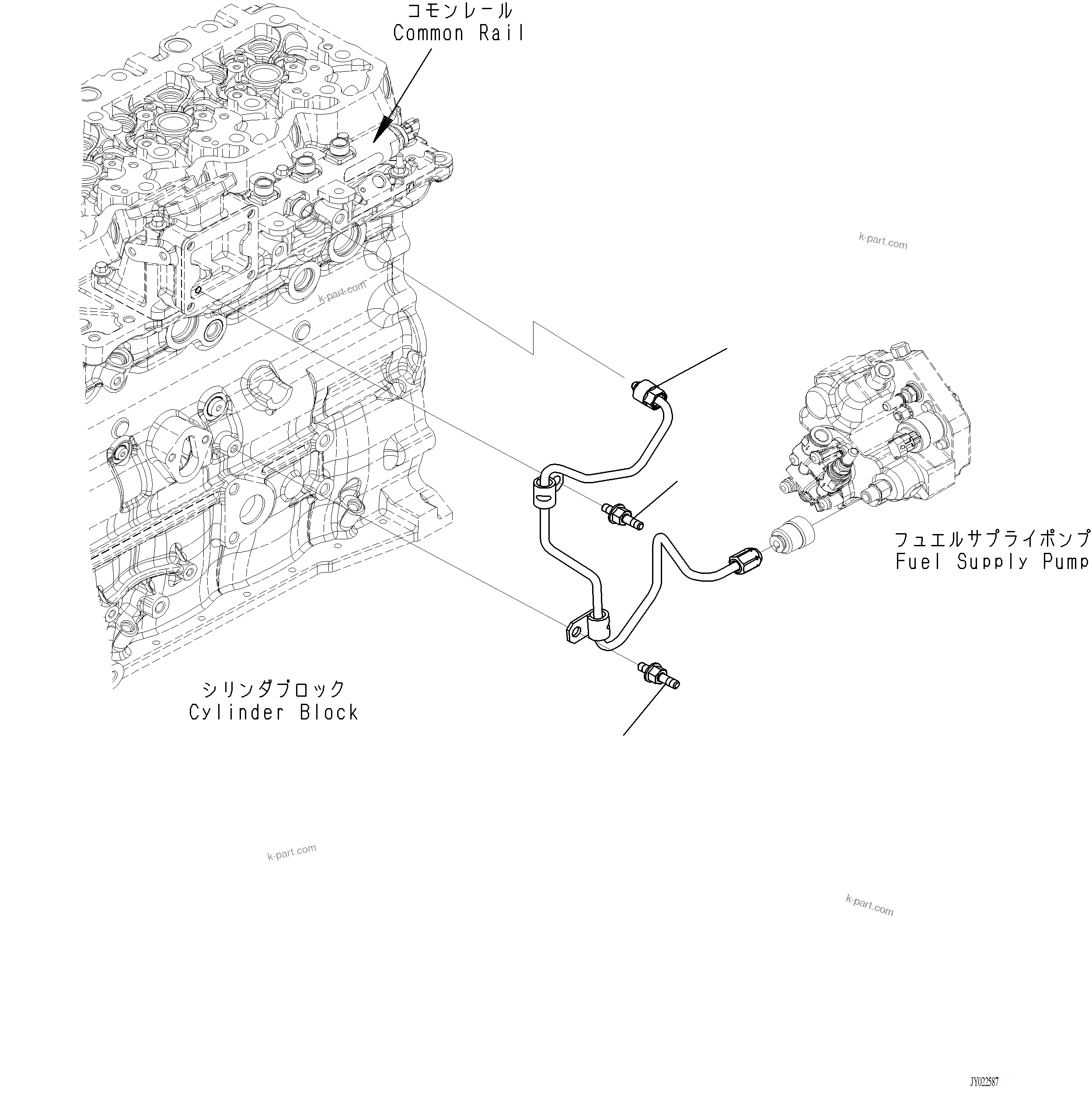 Komatsu parts book diagram for PC220LCi-12 S/N A15001: AFT00-001001 FUEL SUPPLY PIPING