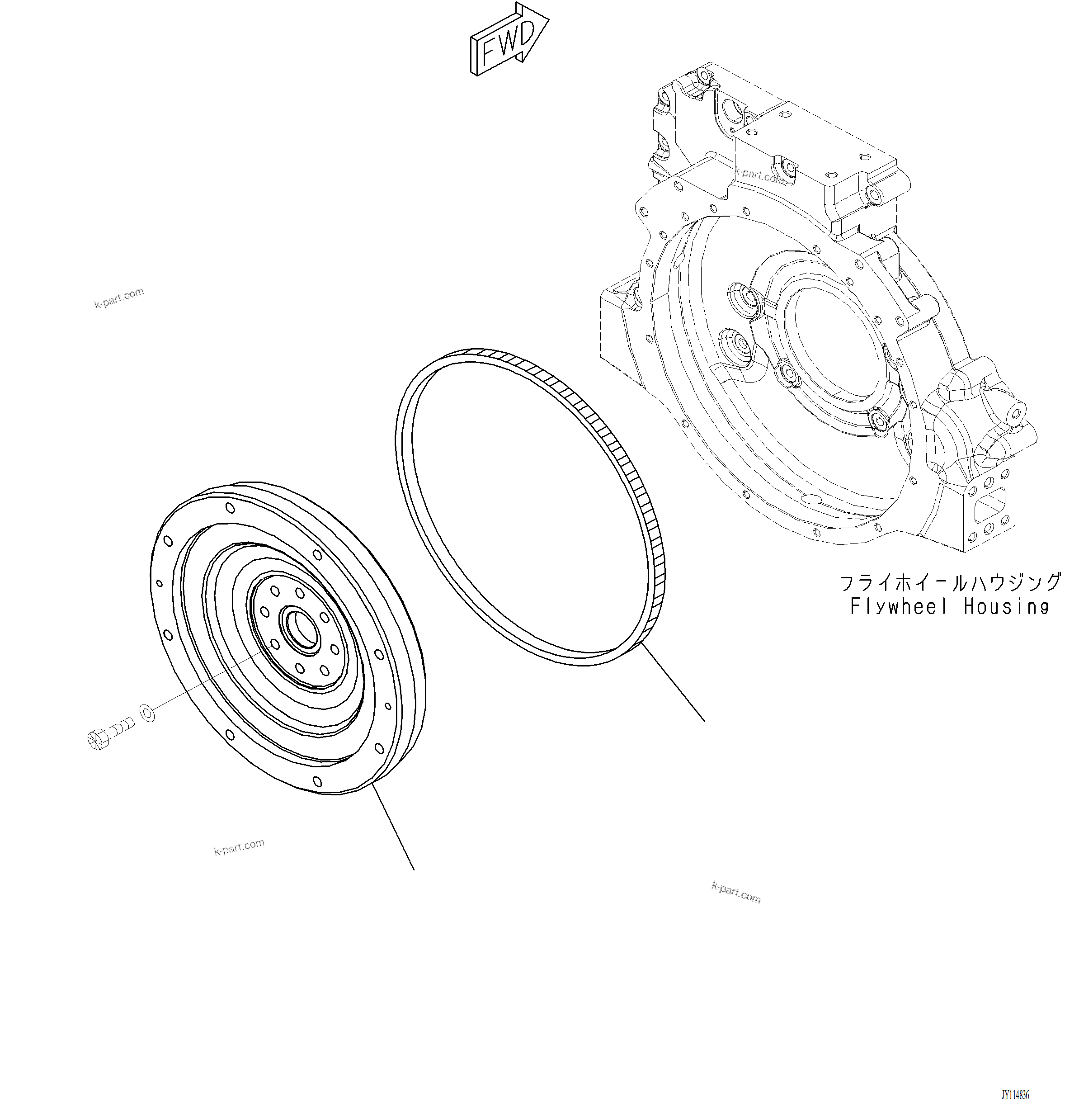 Komatsu parts book diagram for PC220LCi-12 S/N A15001: AFW00-001001 FLYWHEEL