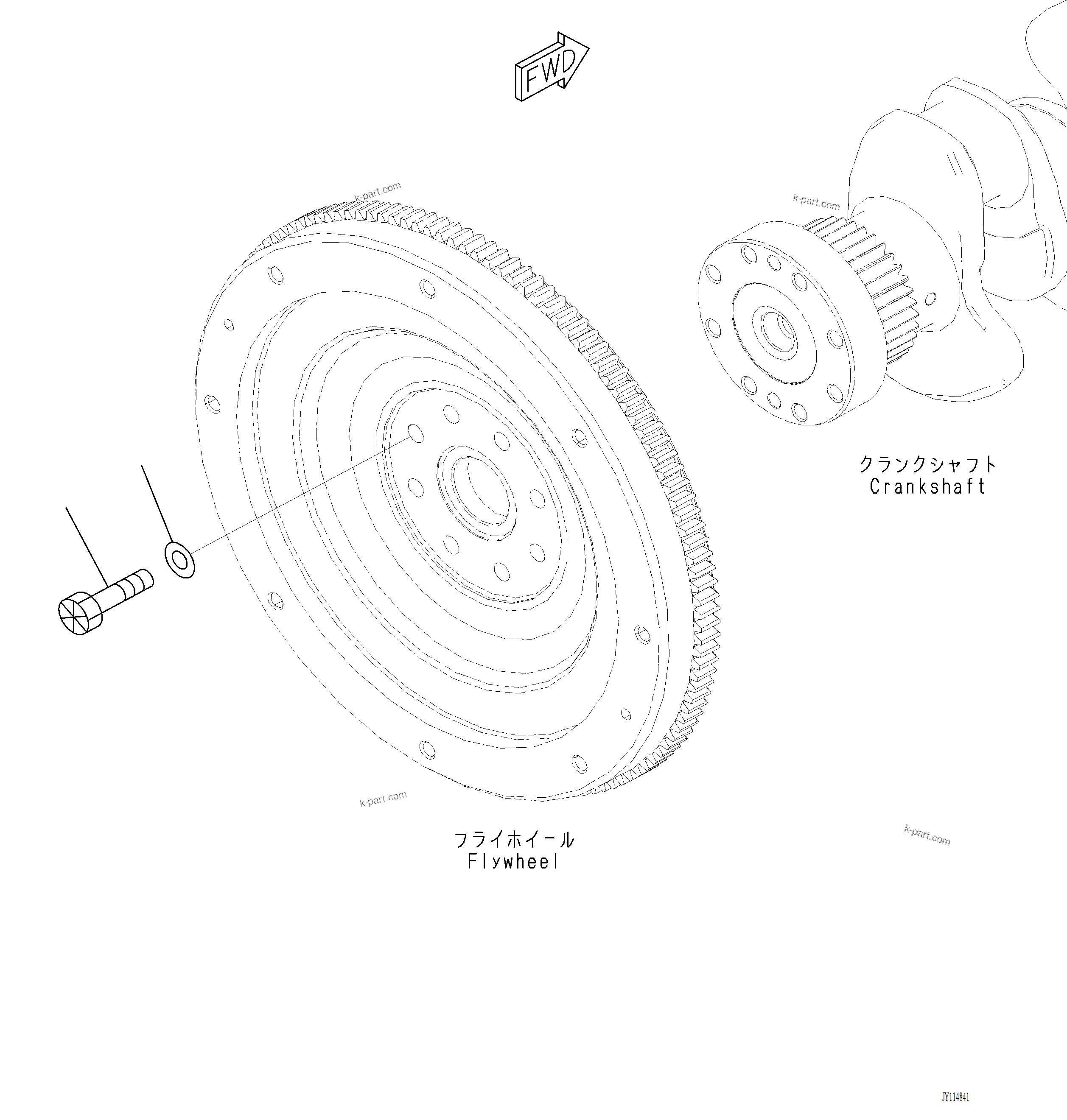 Komatsu parts book diagram for PC220LCi-12 S/N A15001: AFW10-001001 FLYWHEEL MOUNTING
