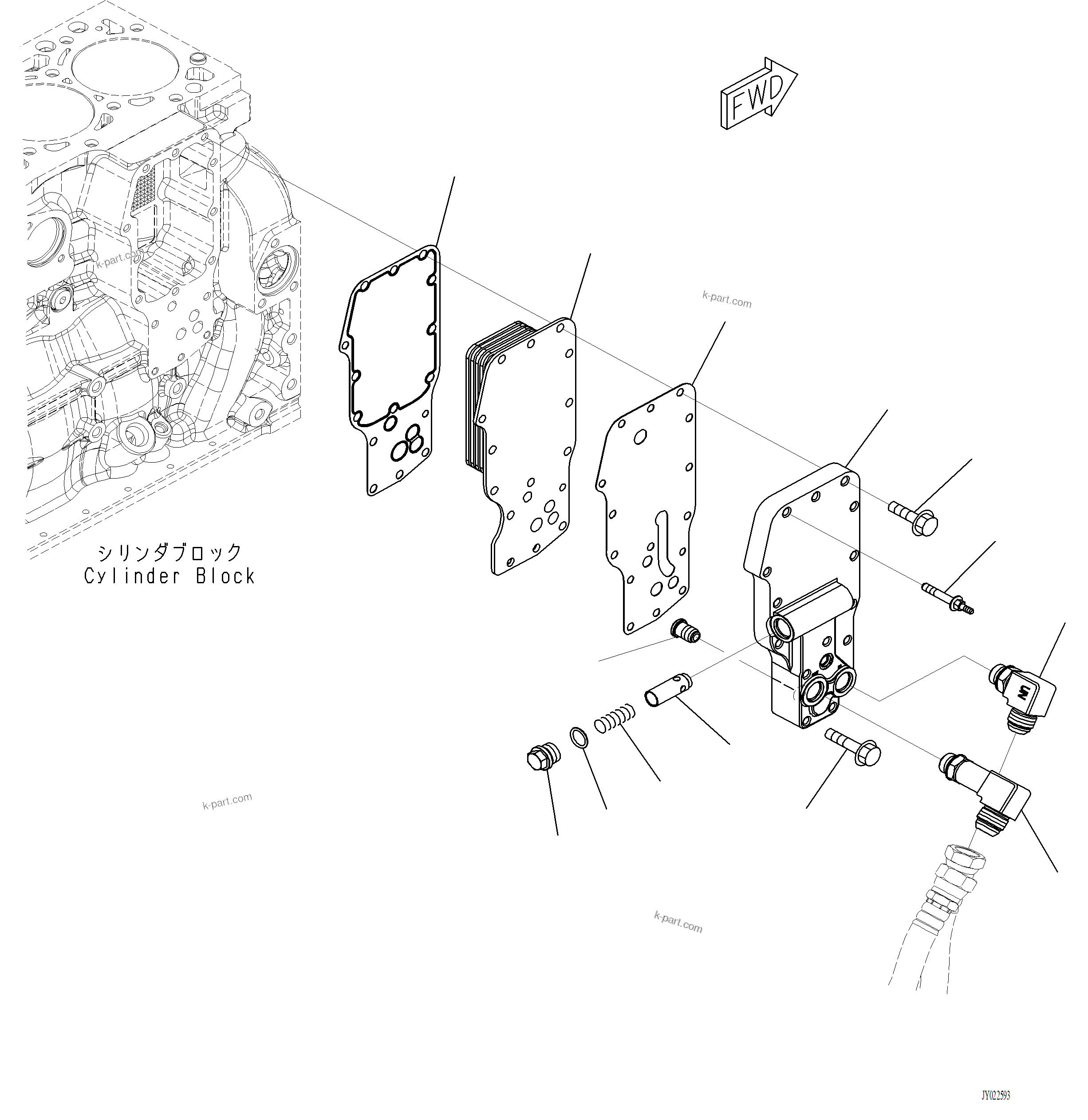 Komatsu parts book diagram for PC220LCi-12 S/N A15001: ALC00-001001 ENGINE OIL COOLER
