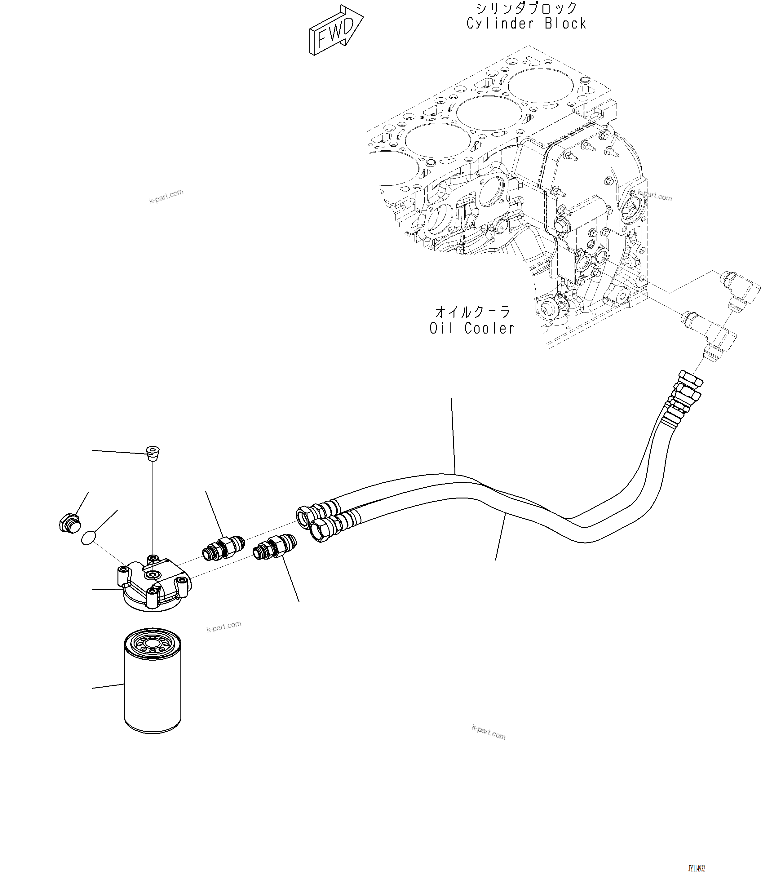 Komatsu parts book diagram for PC220LCi-12 S/N A15001: ALF00-001001 ENGINE OIL FILTER