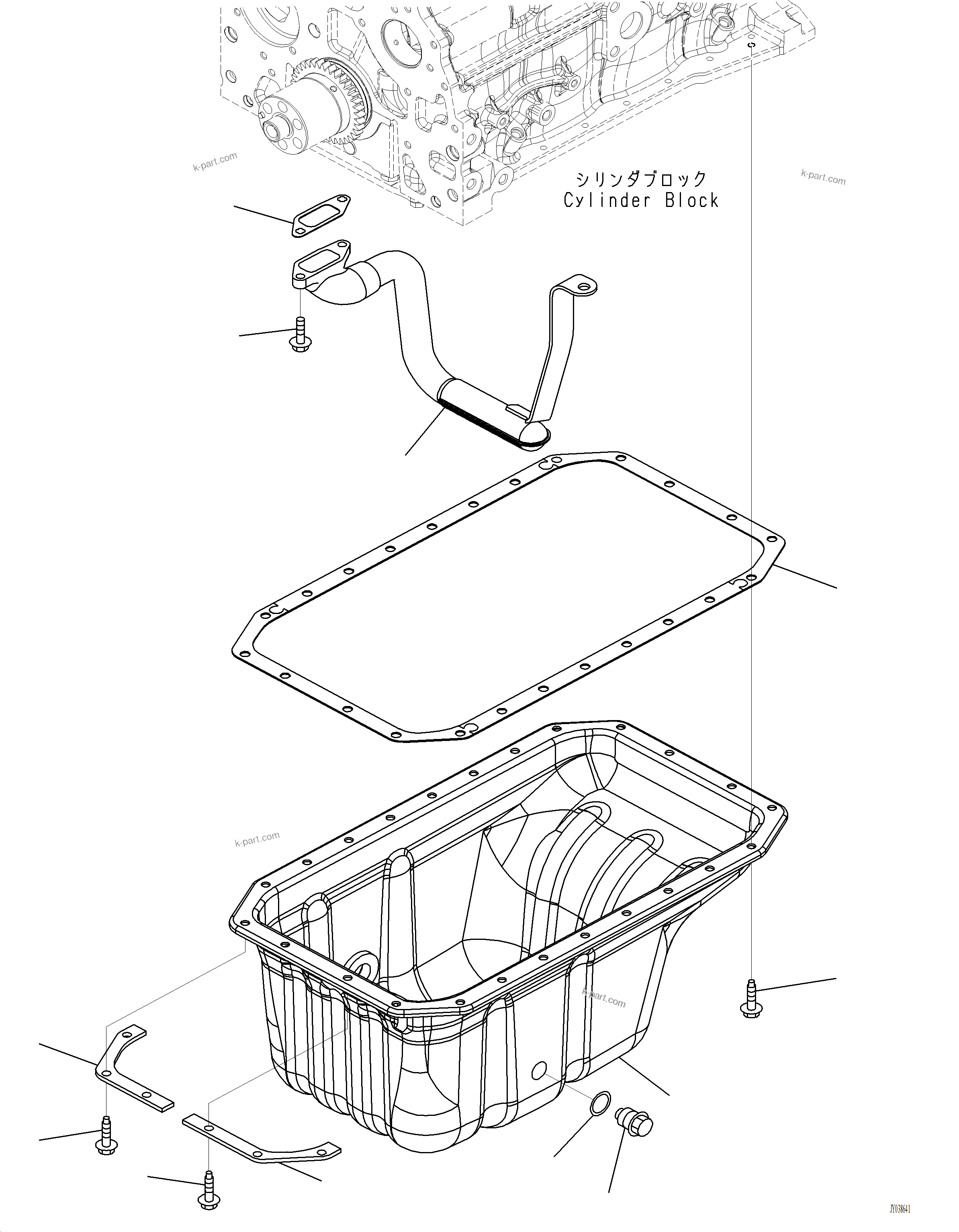 Komatsu parts book diagram for PC220LCi-12 S/N A15001: AOP10-001001 ENGINE OIL PAN