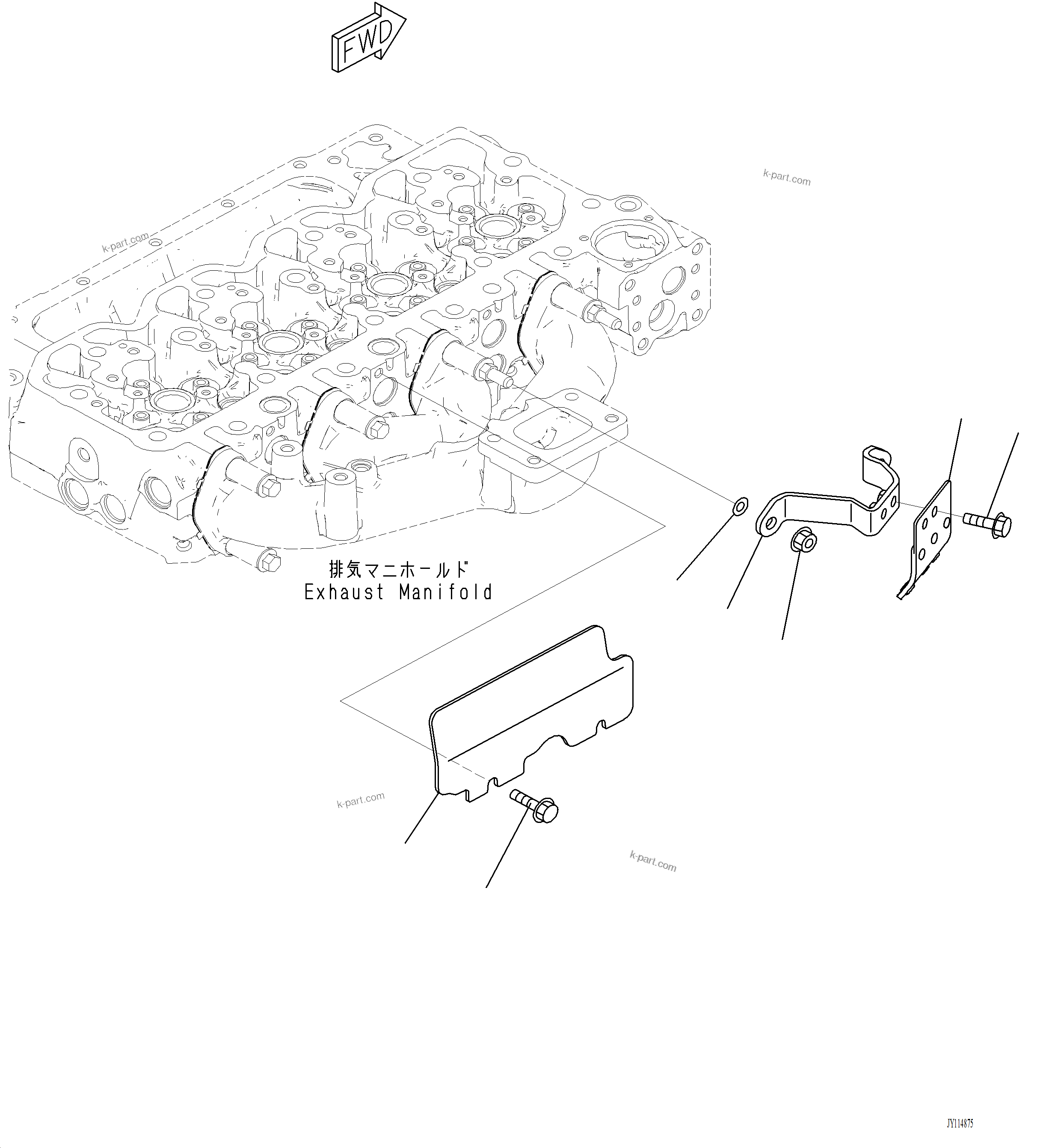 Komatsu parts book diagram for PC220LCi-12 S/N A15001: ASH00-001001 HEAT SHIELD