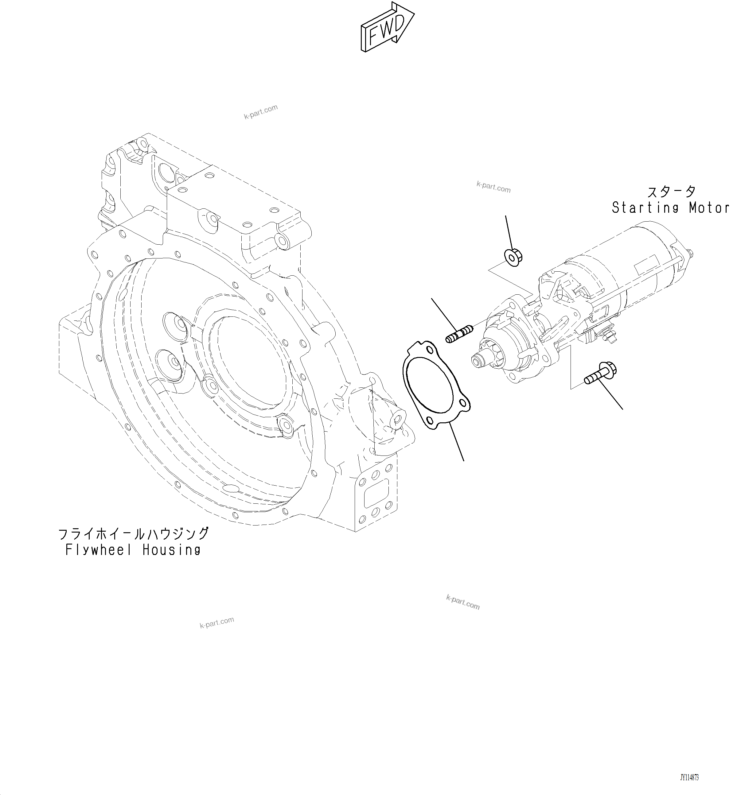 Komatsu parts book diagram for PC220LCi-12 S/N A15001: ASM00-001001 STARTING MOTOR MOUNTING