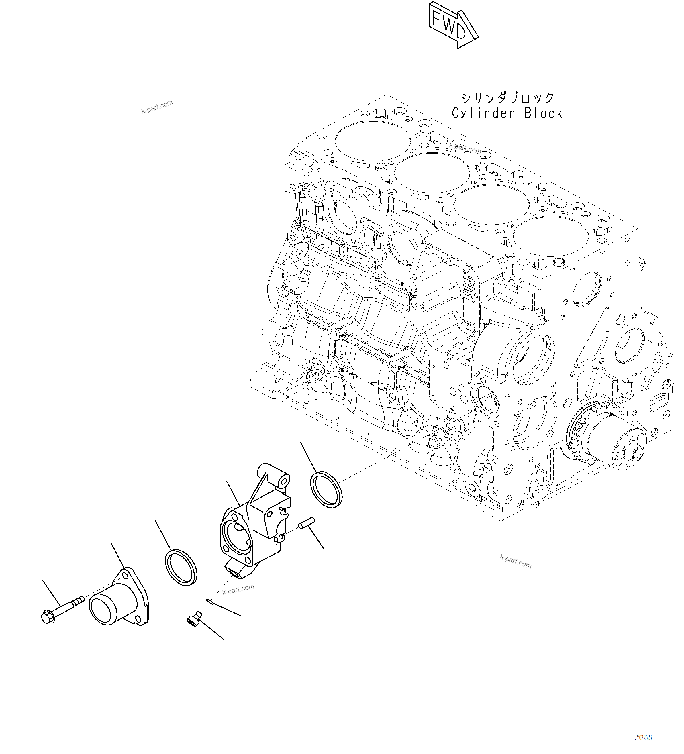 Komatsu parts book diagram for PC220LCi-12 S/N A15001: AWI10-001001 WATER INLET CONNECTOR