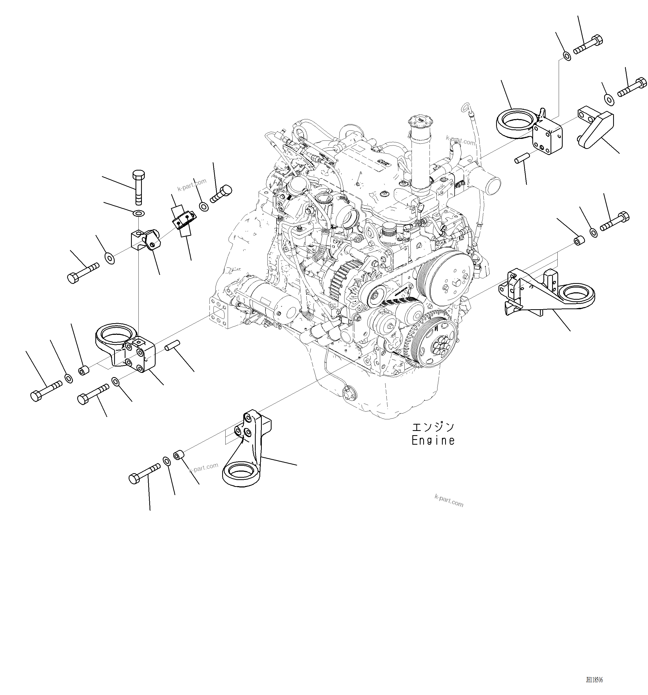 Komatsu parts book diagram for PC220LCi-12 S/N A15001: B0100-001001 ENGINE MOUNTING BRACKET (1/2)