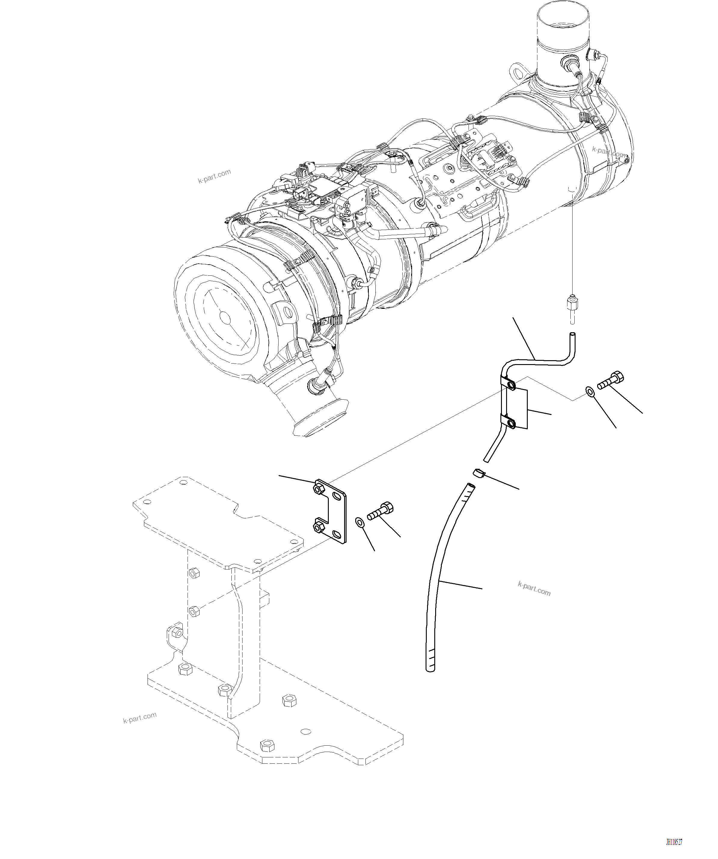 Komatsu parts book diagram for PC220LCi-12 S/N A15001: B0300-001006 EXHAUST PIPE SCR DRAIN PIPING