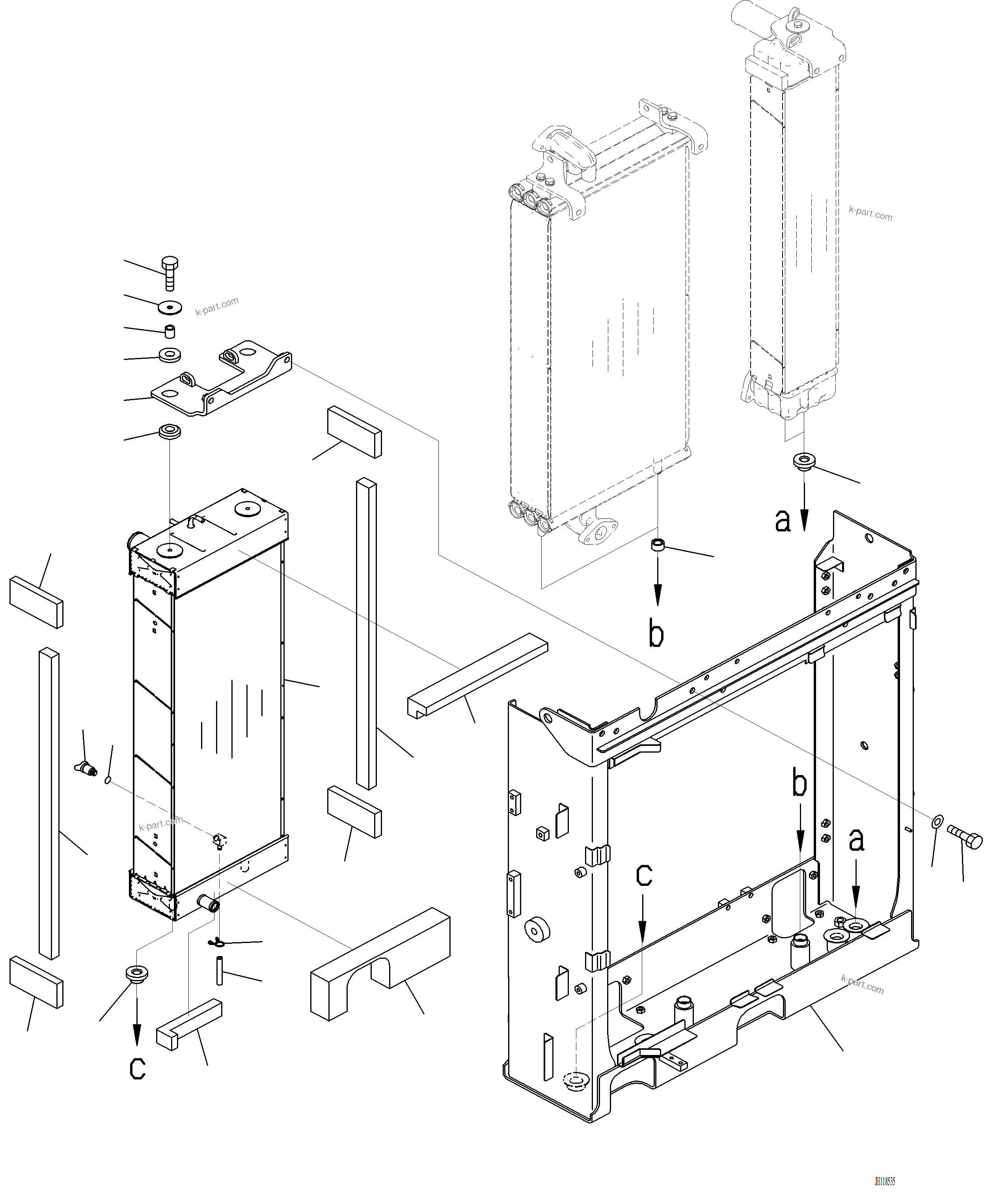 Komatsu parts book diagram for PC220LCi-12 S/N A15001: C0100-001001 COOLING SYSTEM RADIATOR