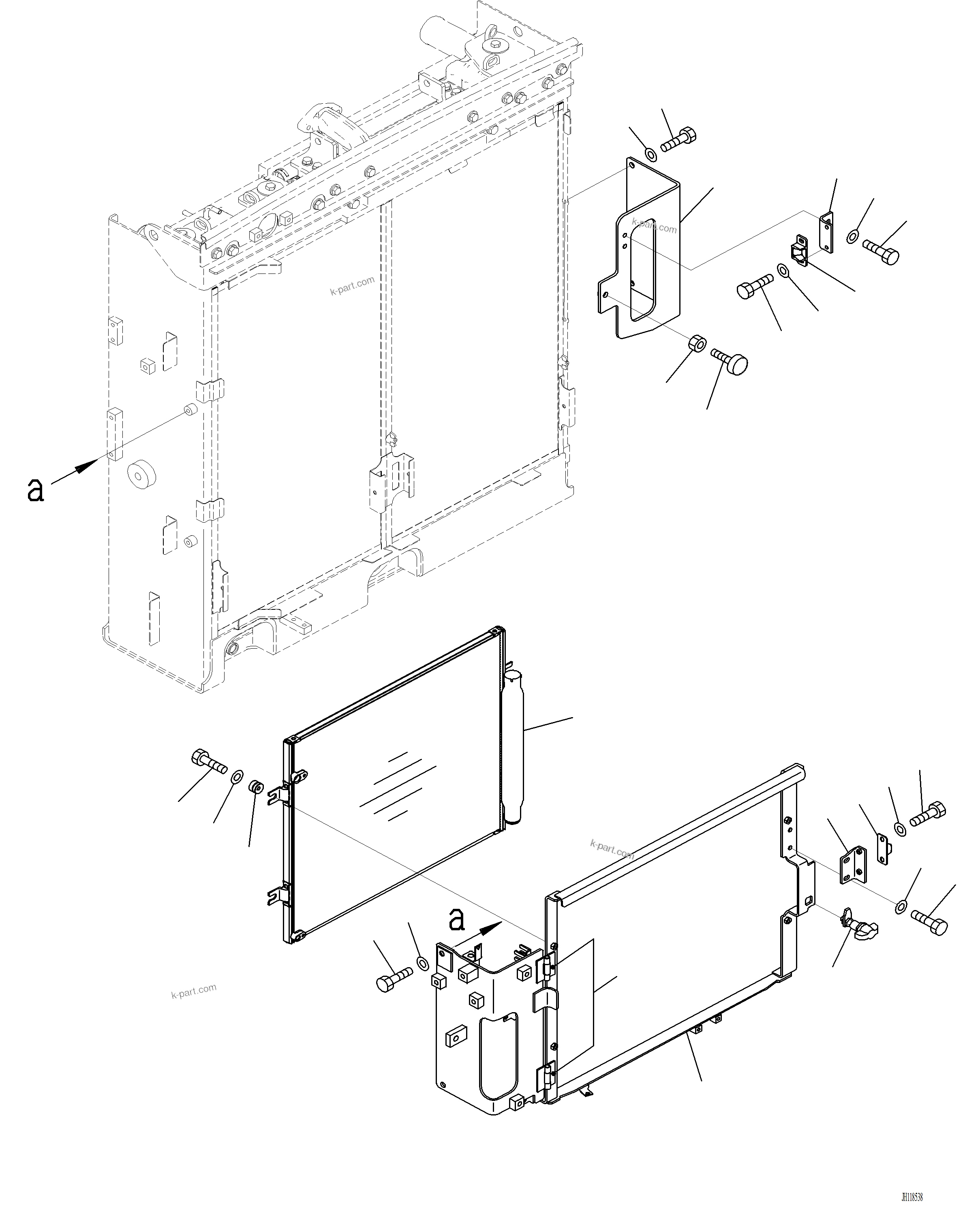 Komatsu parts book diagram for PC220LCi-12 S/N A15001: C0100-001004 COOLING SYSTEM CONDENSER